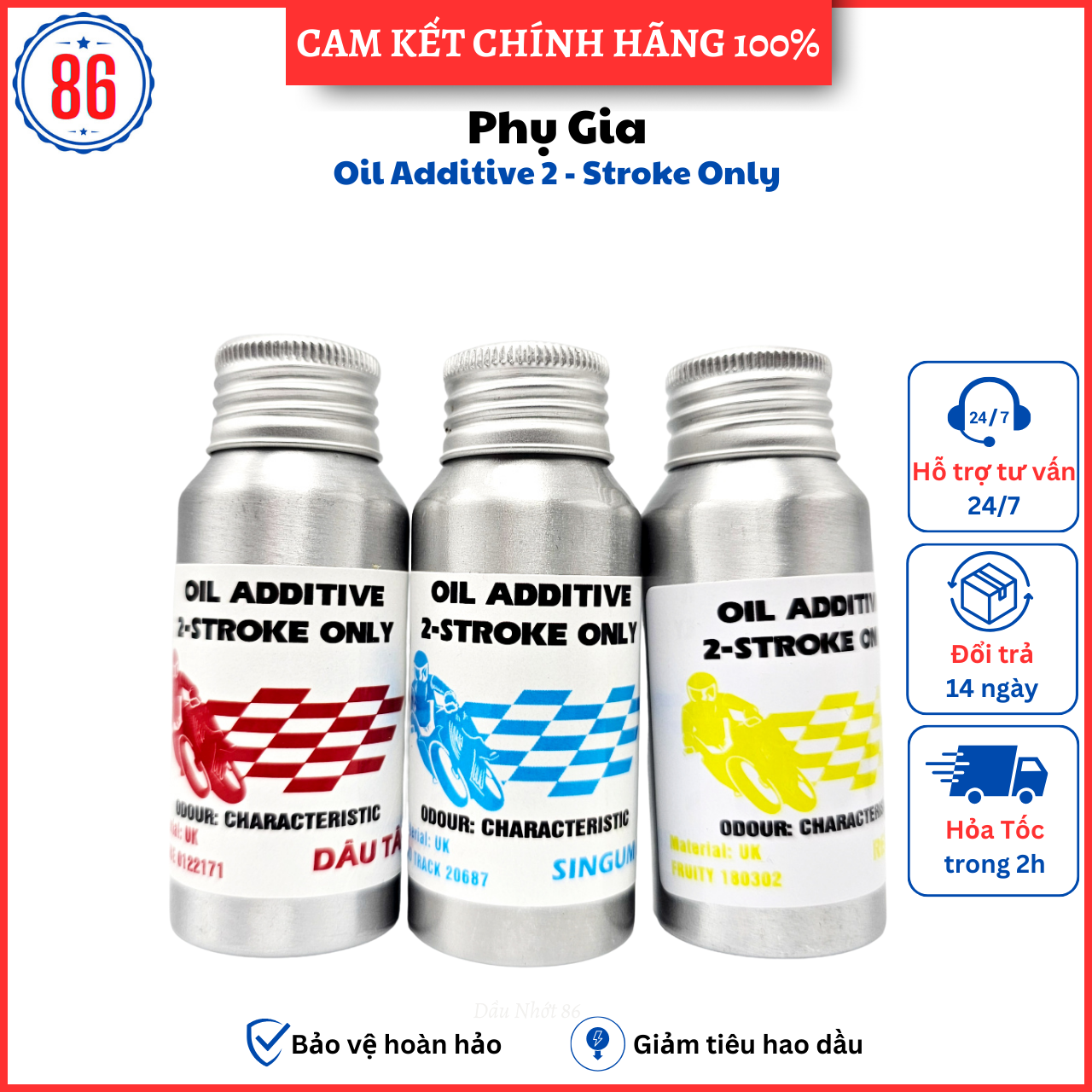 Phụ gia tinh dầu thơm 2T pha xăng cho xe 2 thì