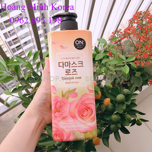 Sữa tắm hương hoa hồng On The Body Hàn Quốc 875ml