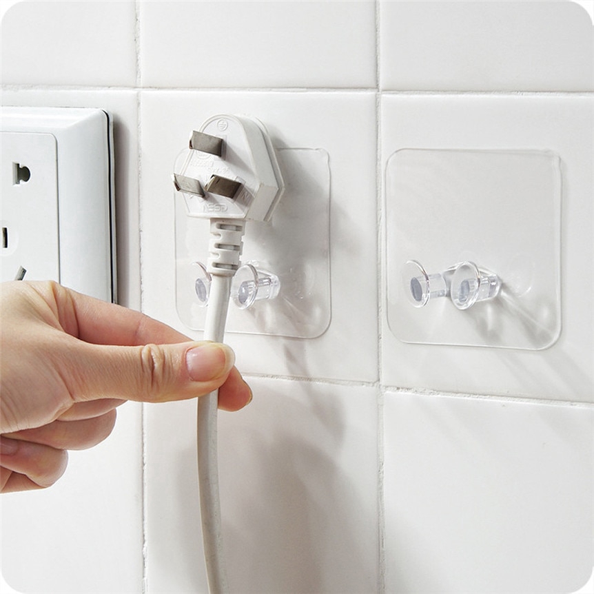 [HCM][Combo 2 cái] Móc Dán Tường Kẹp Giữ Dây Điện Phích Cắm Điện/ Kê Đỡ Sạc Điện Thoại Móc Treo Đa Năng Giá Treo Phích Cắm Đa Năng