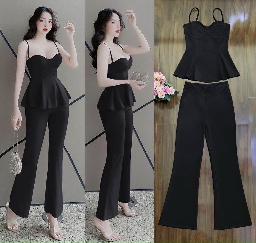 Sét bộ ống loe áo cúp ngực cao cấp