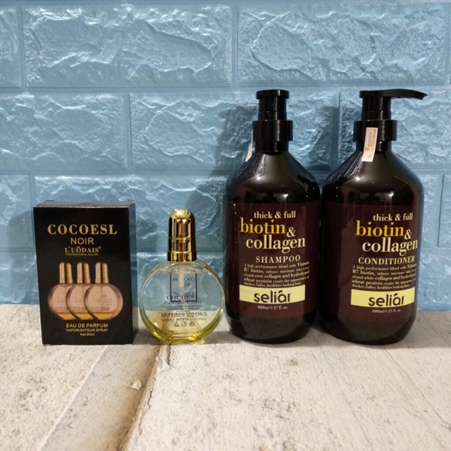 Tặng Tinh Dầu - Cặp Dầu Gội Biotin và Collagen Mỹ 800ml X 2 Chai (Phục Hồi Tóc Hư Tổn-Thick và Full)