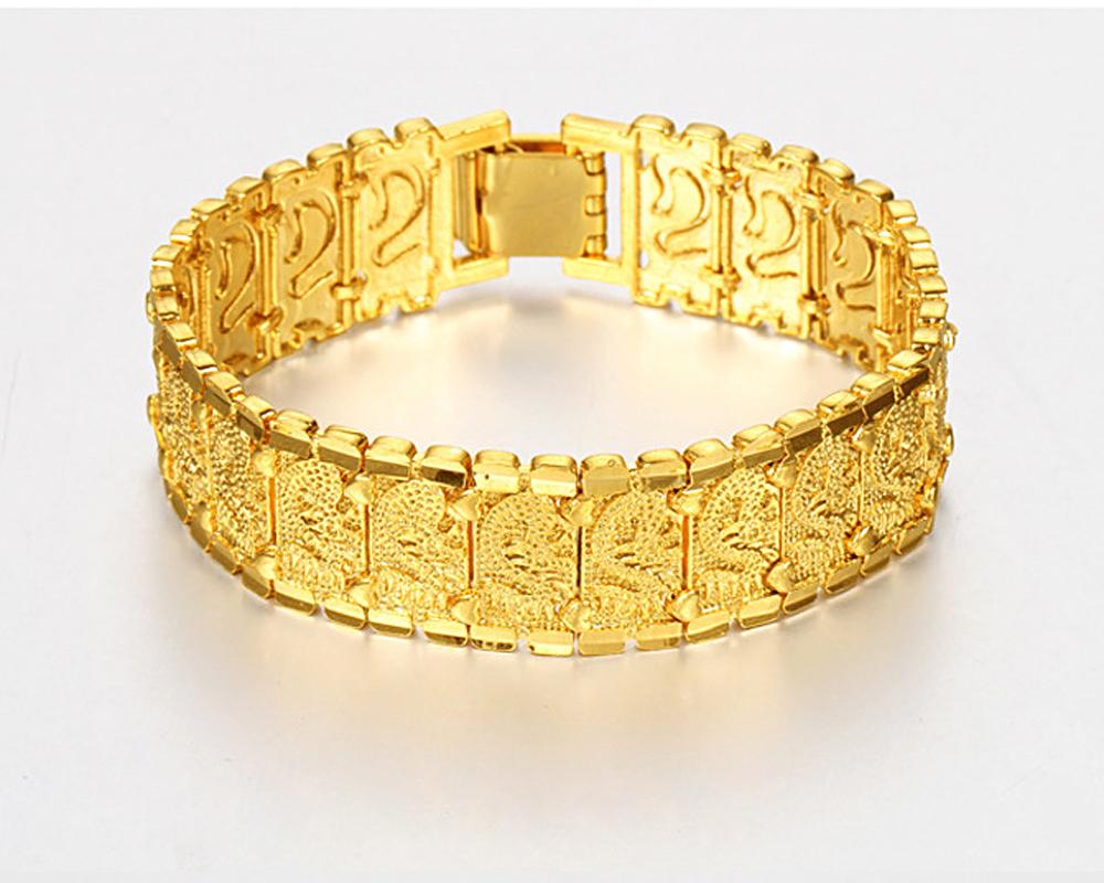 Lắc tay nam mạ 24k họa tiết rồng nổi - t3