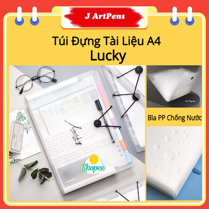 Túi đựng tài liệu lucky a4 nhiều ngăn tiện lợi túi đựng tài liệu a4 8 ngăn 12 ngăn lưu trữ văn phòng học tập