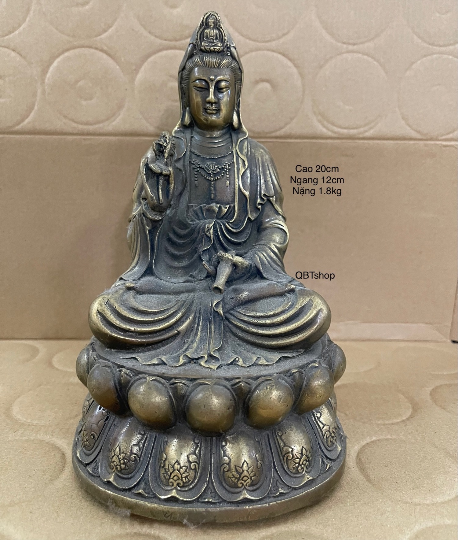 Phật bà quan âm ngồi 3 bằng đồng