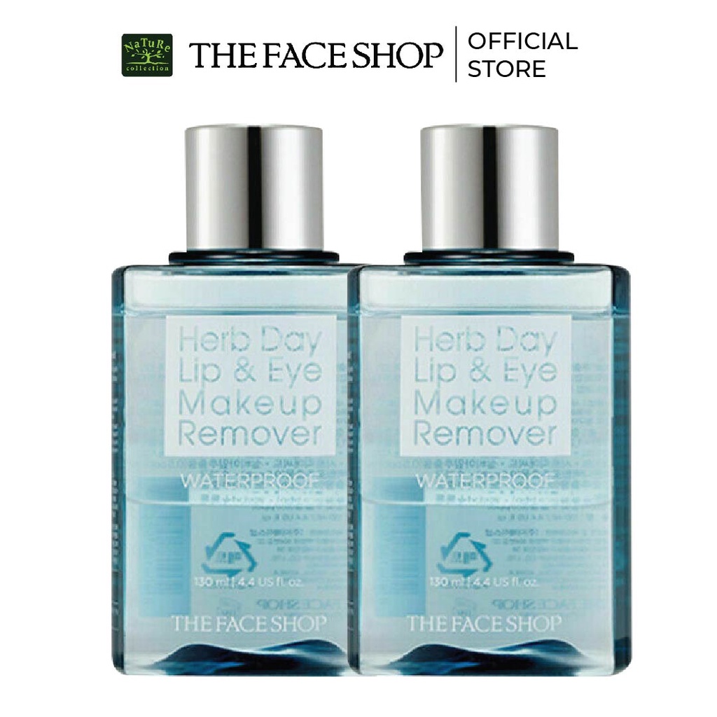 Combo 2 Tẩy Trang Mắt Môi Thefaceshop Herb Day Lip&Eye Makeup Remover Waterproof 130Mlx2