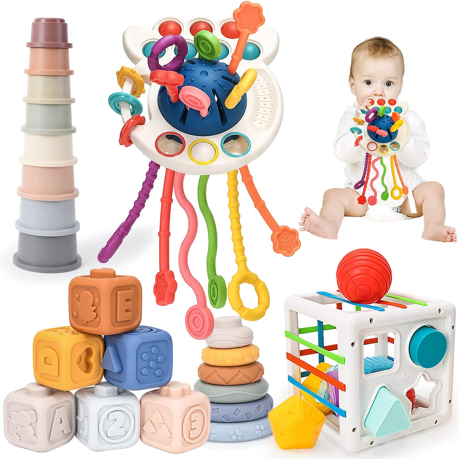 Balnore 5 in 1 Baby Toys 6 to 12 Months, Montessori Toys for Babies 6