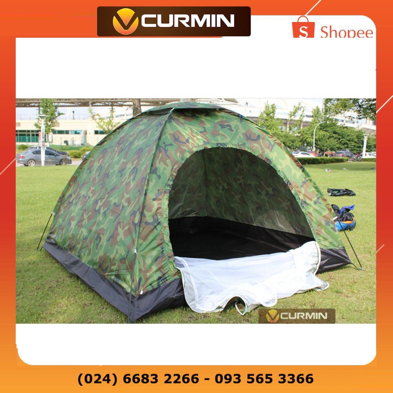 Lều phượt cắm trại vải dù rằn ri , lều du lịch 2 lớp nhiều màu, picnic gia đình , chống muỗi , chống nước cho 2-3 người