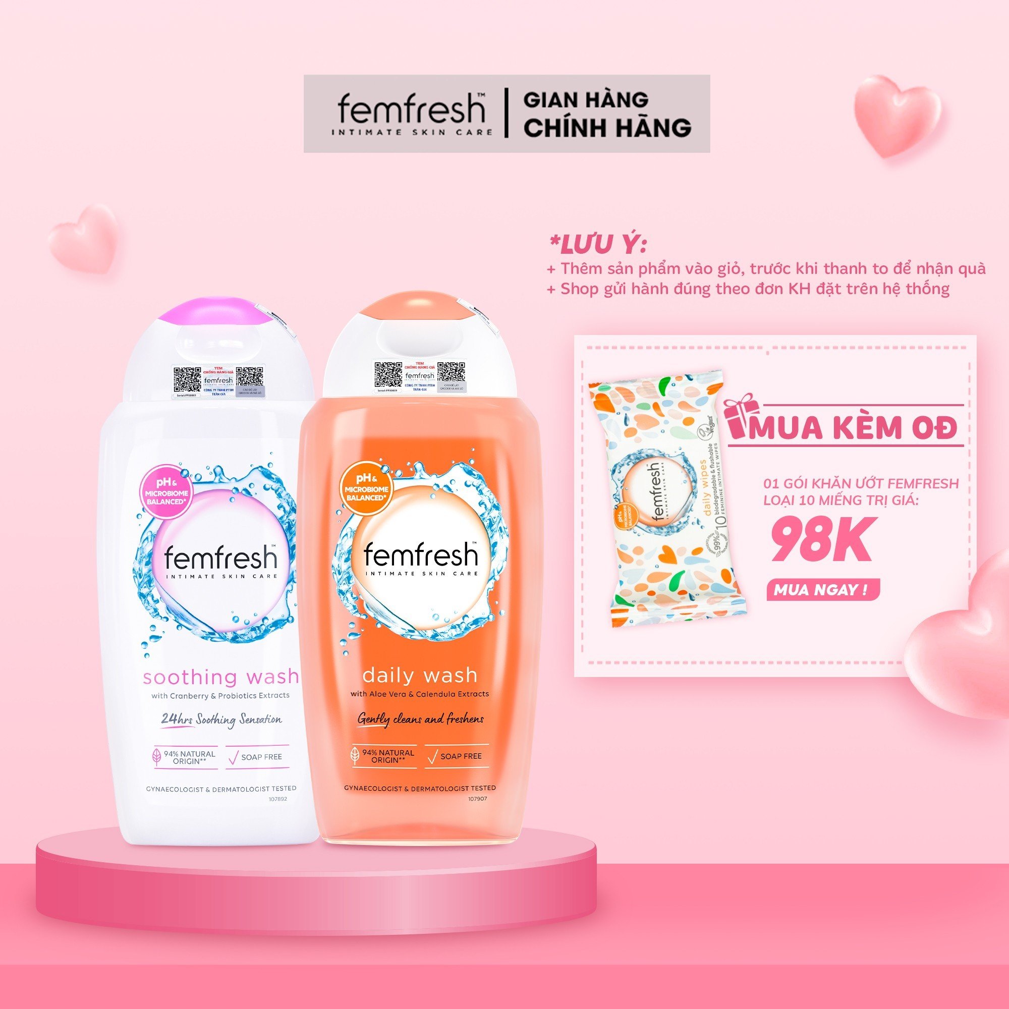 Mua Dung Dịch Vệ Sinh Phụ Nữ Femfresh Soothing Wash 250ml+ Femfresh Daily Intimate Wash 250ml