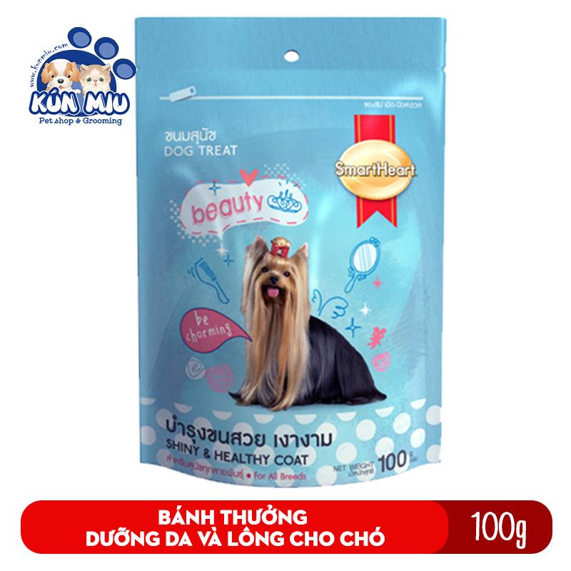 [Hoàn Tiền 10%] Bánh thưởng dưỡng da và lông cho chó Smartheart Shiny and healthy coat 100g