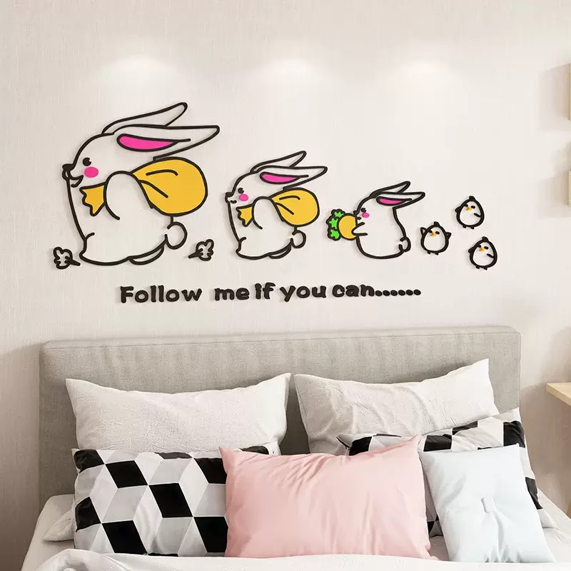 Tranh dán tường mica dán nổi follow me trang trí phòng khách, ngủ, quán cafe, trà sữa