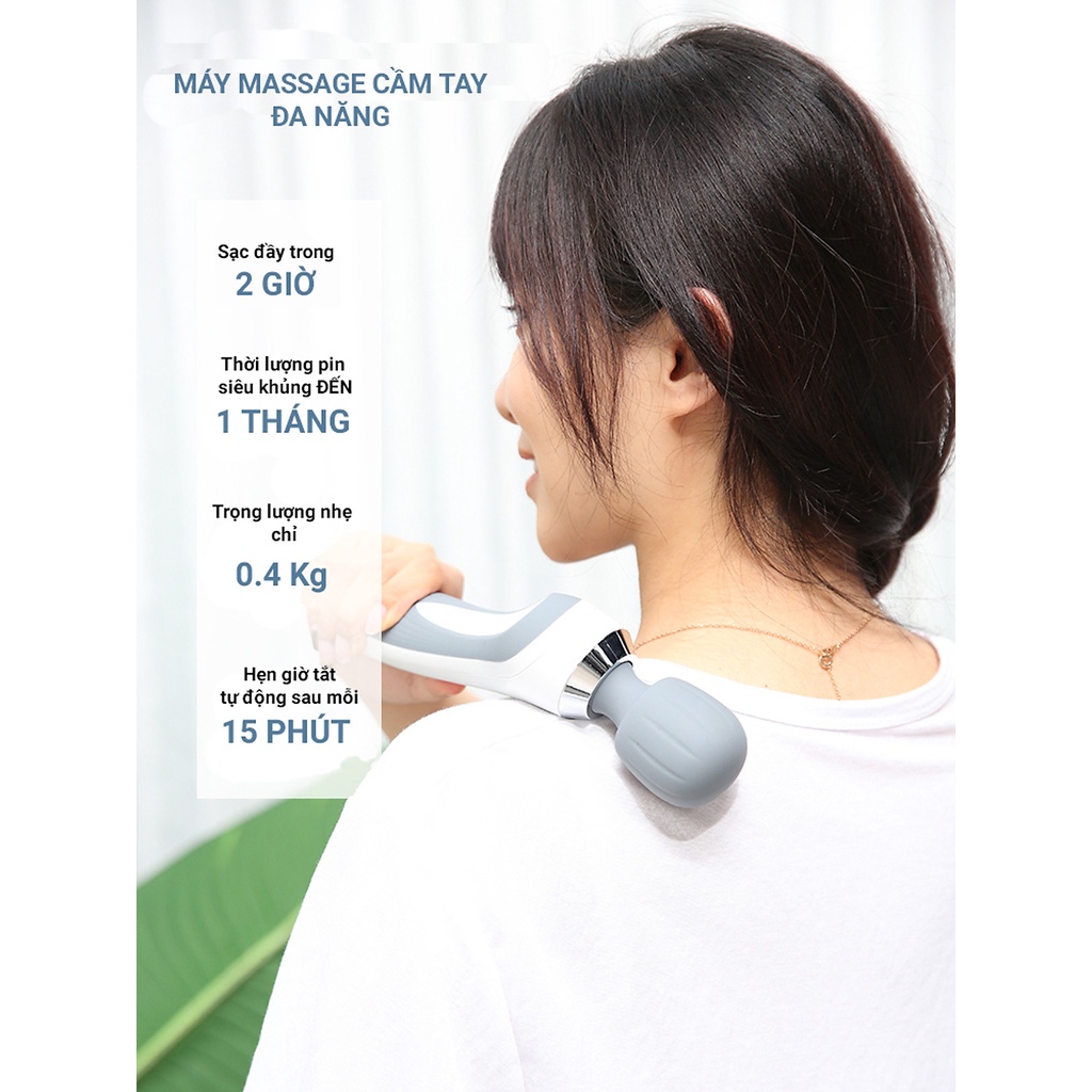Máy massage cầm tay jinkairui, 5 chế độ rung, chống nước ipx7 - tặng kèm máy massage mắt mini