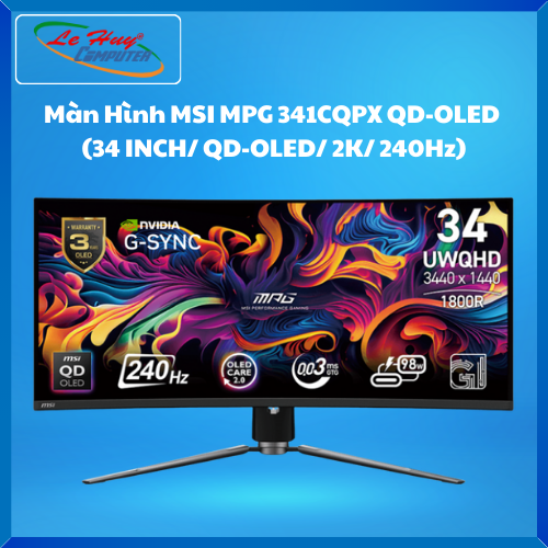 Màn Hình Máy Tính MSI MPG 341CQPX QD-OLED (34 INCH/ QD-OLED/ 2K/ 240Hz) - Hàng Chính Hãng