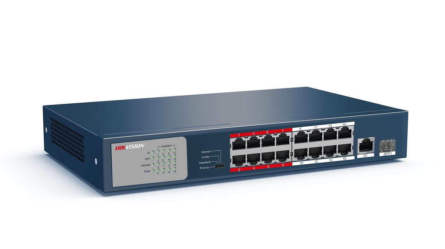 Switch poe hikvision ds-3e0318p-e/m 16 port