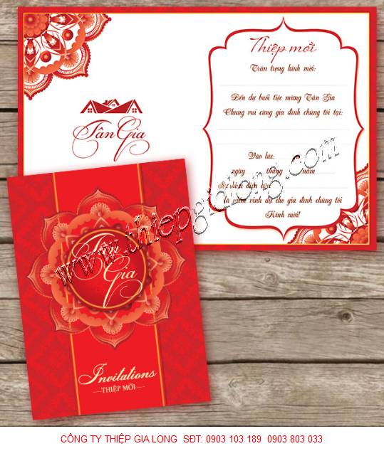 Combo 20 thiệp mời tân gia hình hoa hiện đại