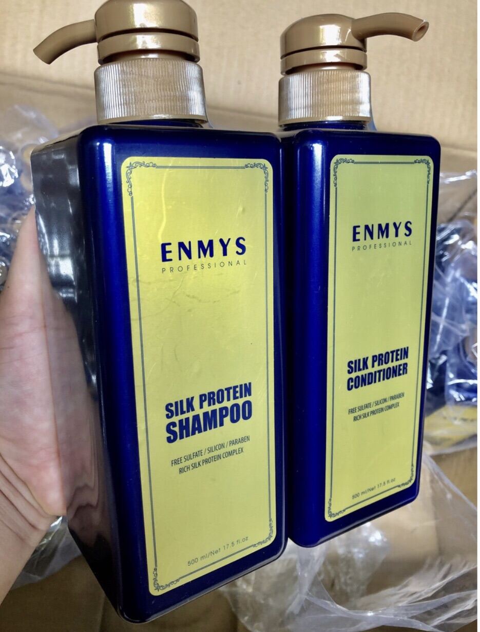 Bộ dầu gội - dầu xả phục hồi tóc enmys silk protein