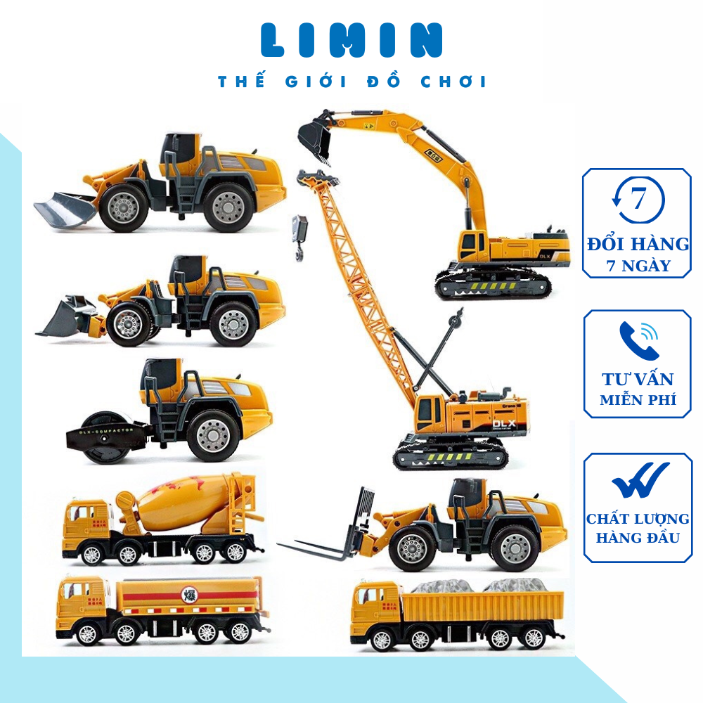 Xe ô tô đồ chơi cho bé, xe đồ chơi công trình xây dựng cho bé, chất liệu bằng nhựa nguyên sinh ABS an toàn, siêu bền