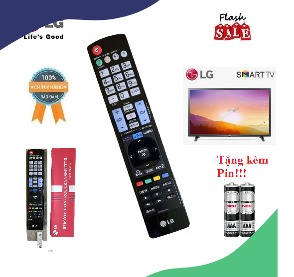 Remote điều khiển tivi lg akb73275620- hàng chính hãng theo máy lg fullbox 100% tặng kèm pin