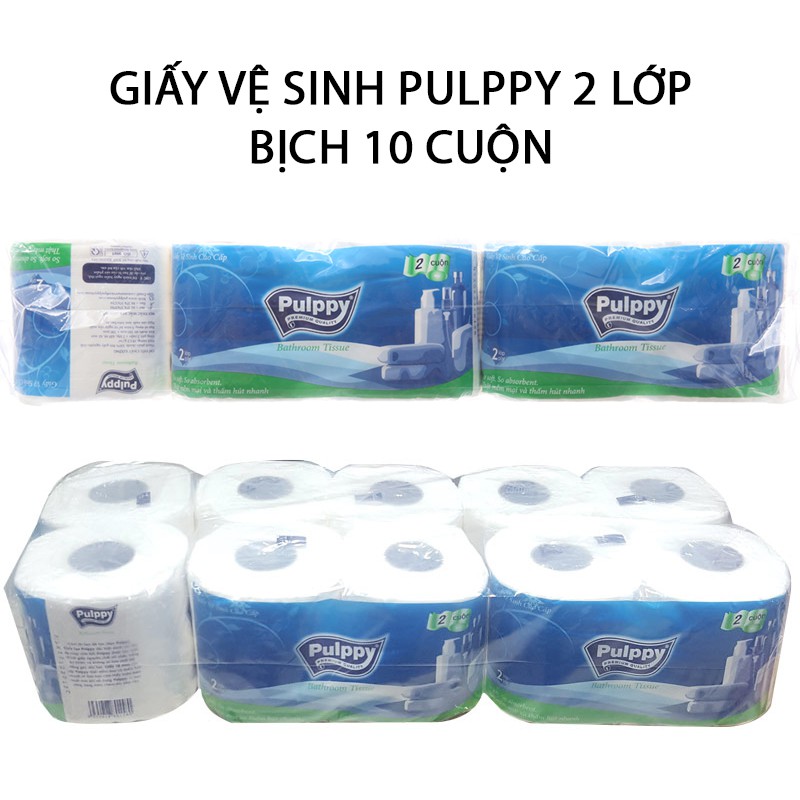 Lốc 10 cuộn Giấy vệ sinh Pulppy cao cấp chính hãng siêu mềm mịn