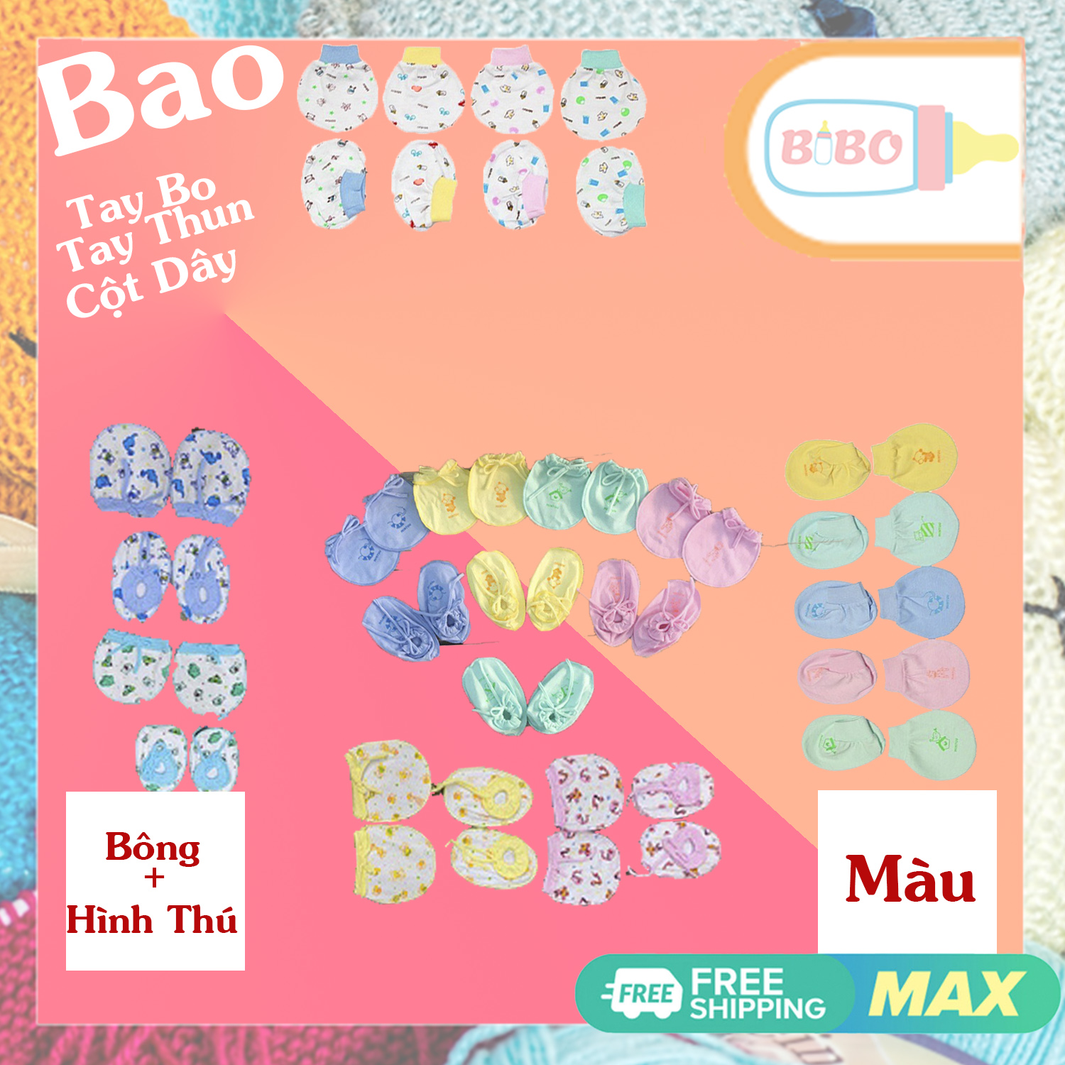 Combo 3 Set Bao Tay Chân MINTU CỔ BO - CỔ THUN - CỘT DÂY