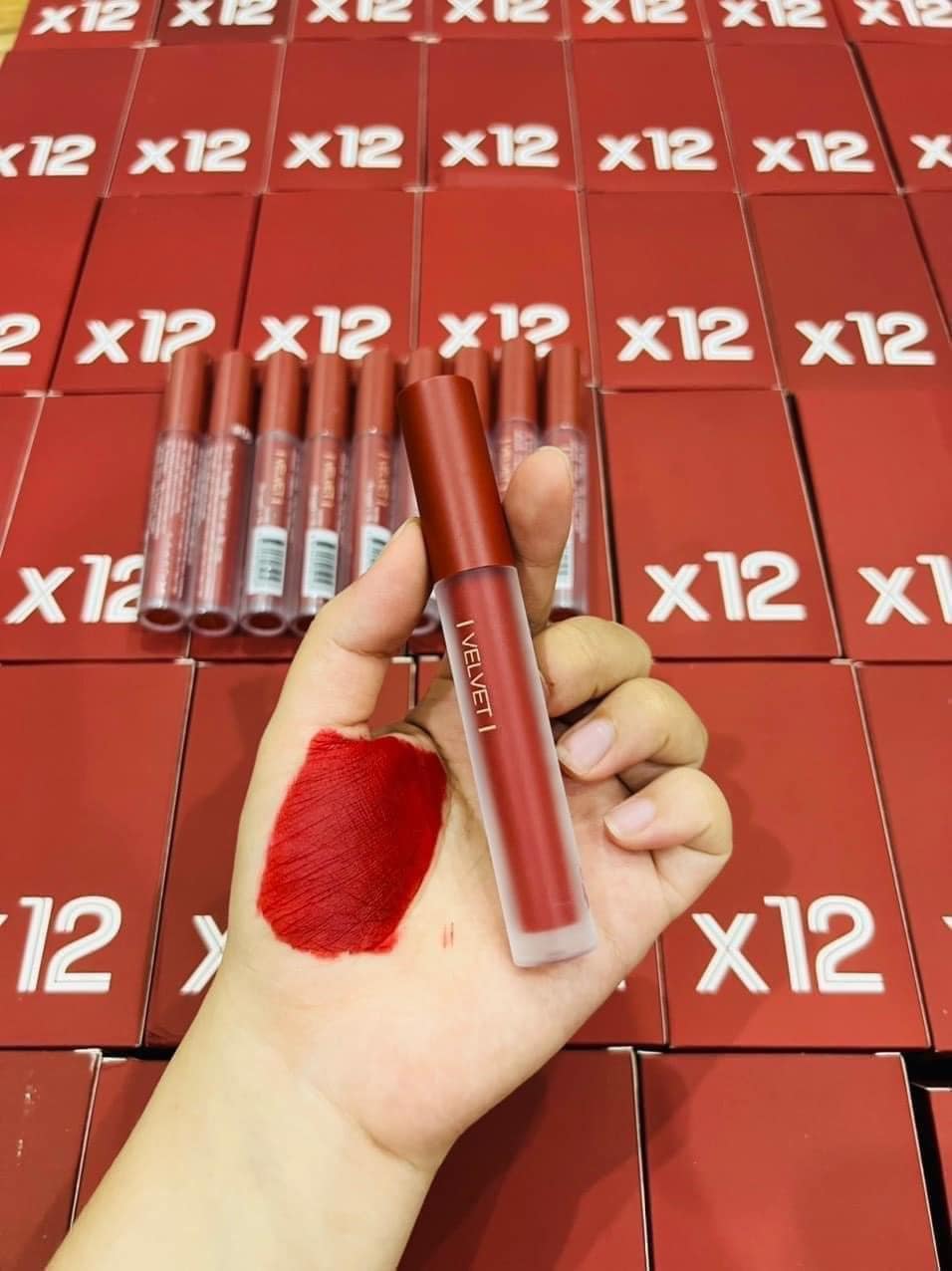 Son kem nhung lì Nee Cara Velvet Matte Lip Glaze Thái Lan màu 08 Red Velvet đỏ thuần