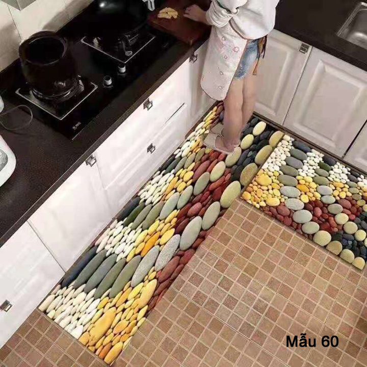 Bộ thảm bếp 2 chiếc hình sỏi đá mẫu 60