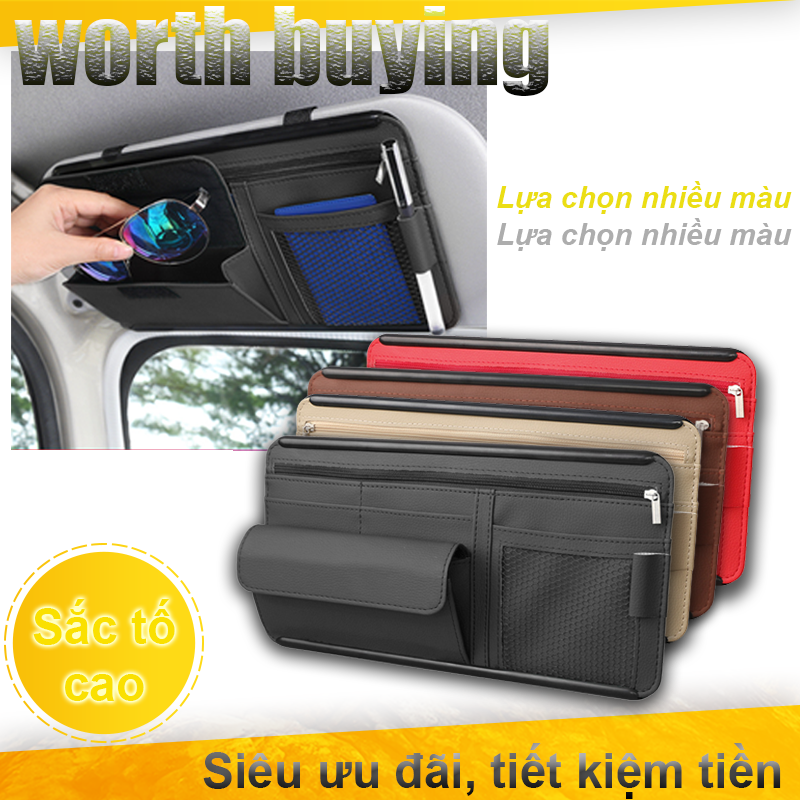 Túi che nắng ô tô đa năng, túi đựng đồ trên ô tô, có thể đựng kính râm, thẻ ngân hàng, tiền lẻ, đựng điện thoại di động trên ô tô