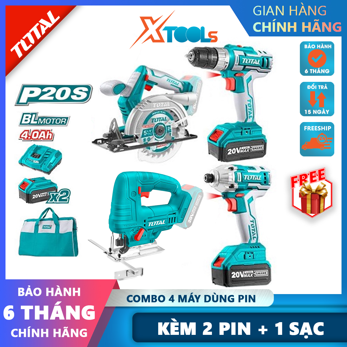 Cưa đĩa tròn TSLI1401 cưa lọng TJSLI6508 siết vít TIRLI2017 và khoanTDLI20051 dùng pin Bộ TCKLI20104 combo 4 máy siêu rẽ