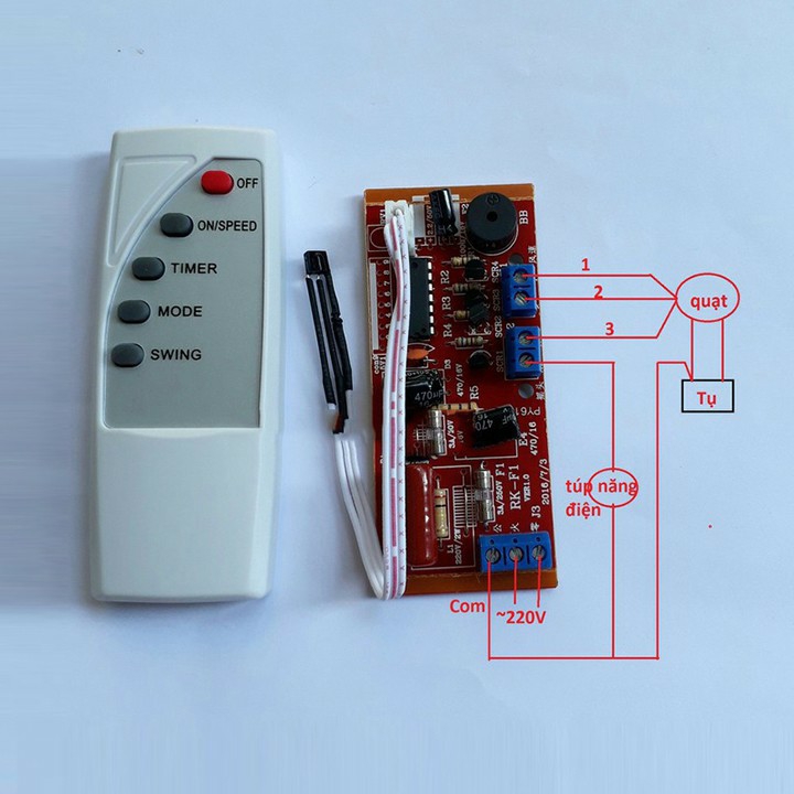 Bộ mạch điều khiển quạt. Bộ mạch điều khiển quạt có remote. Biến quạt thương thành quạt điều khiển từ xa