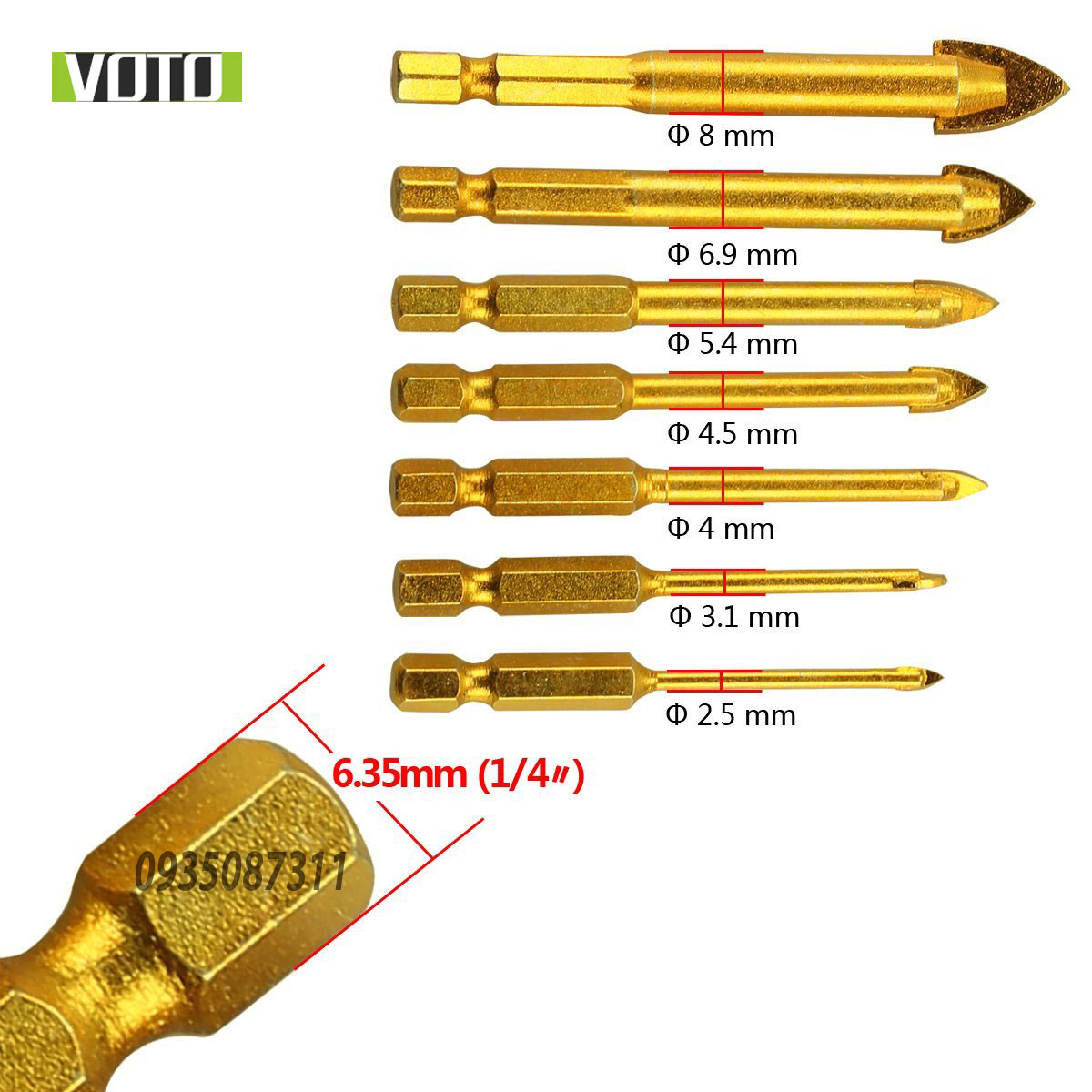 Mũi Khoan Gạch Men Khoan Kính Khoan Đá Voto Các Kích Thước