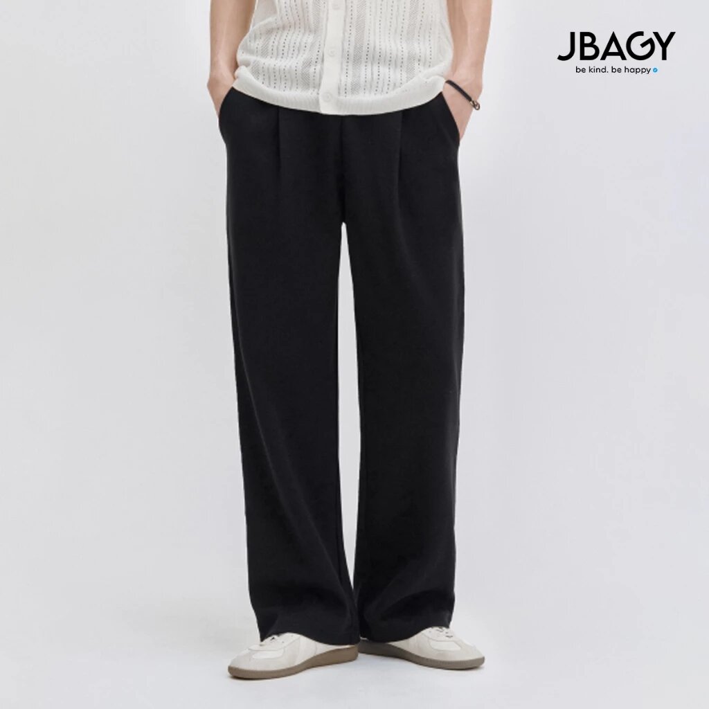 New Arrivals| Quần nỉ ống rộng nam nữ cạp chun, 2 màu đen xám kiểu xếp ly vải Nỉ Umi JBAGY - JD0109