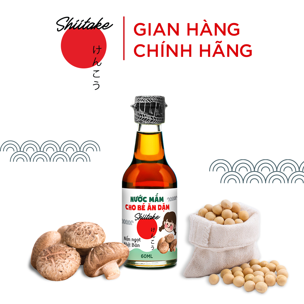 Nước mắm Shiitake cho bé ăn dặm từ 6 Tháng Tuổi làm từ nấm ngọt Nhật Bản an toàn giúp bé ăn ngon miệng kích thích vị giác 60ml/chai