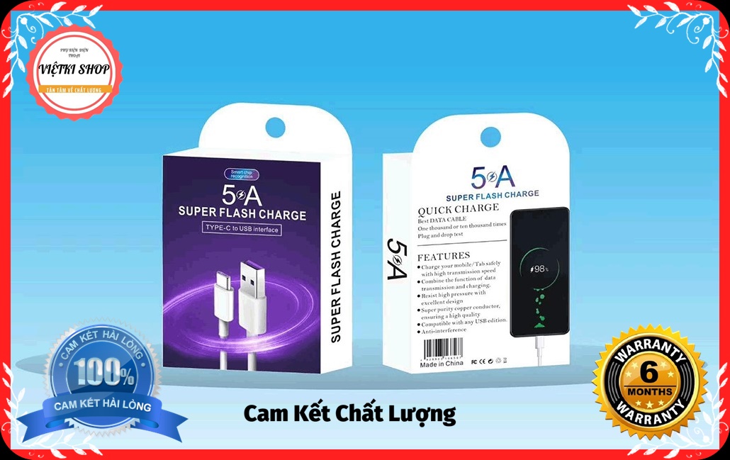 Quà Tặng lịch gỗ để bàn khi mua  Combo 3 Cáp Sạc Nhanh 5A cho điện thoai android -Hàng Chính Hãng
