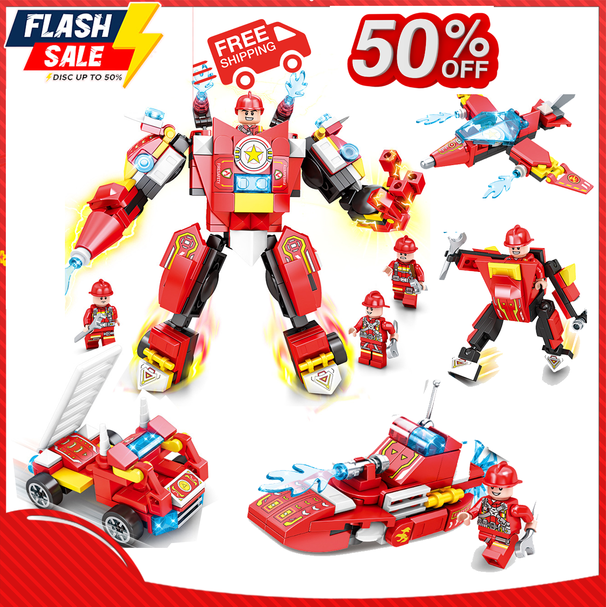 Đồ chơi lắp ráp xếp hình lego xe cứu hoả cho bé 440+ chi tiết - Bộ đồ chơi ghép hình Lego city 8 IN 1 - lego cảnh sát cao cấp