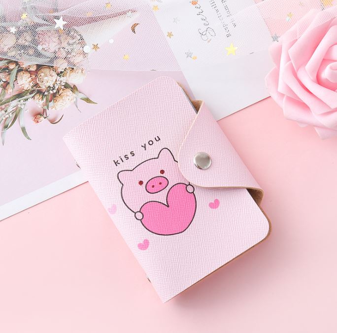 Bóp ví đựng thẻ hình heo hồng dễ thương