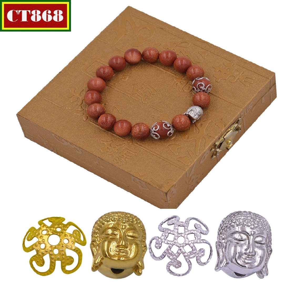 Stone bracelets Jinsha 10 cups as hybrid stainless steel VKSNLBKT10, bracelet beads chain, bracelet male and female, chain bracelet, necklace chain Feng Shui, charm Buddha Amitabha