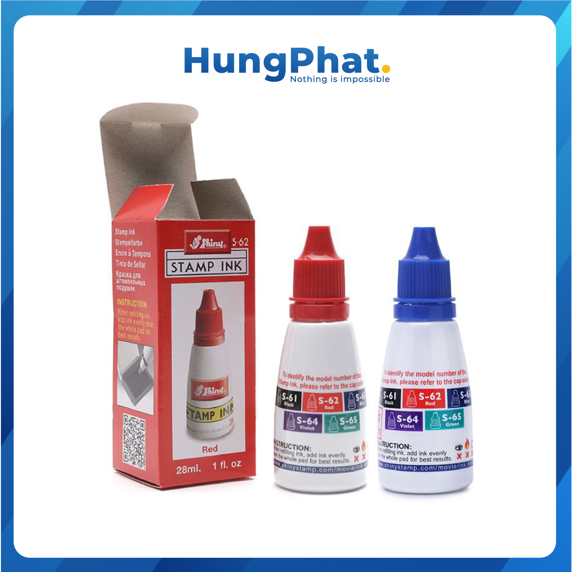 Mực dấu shiny 28ml chính hãng s61/s62/s63