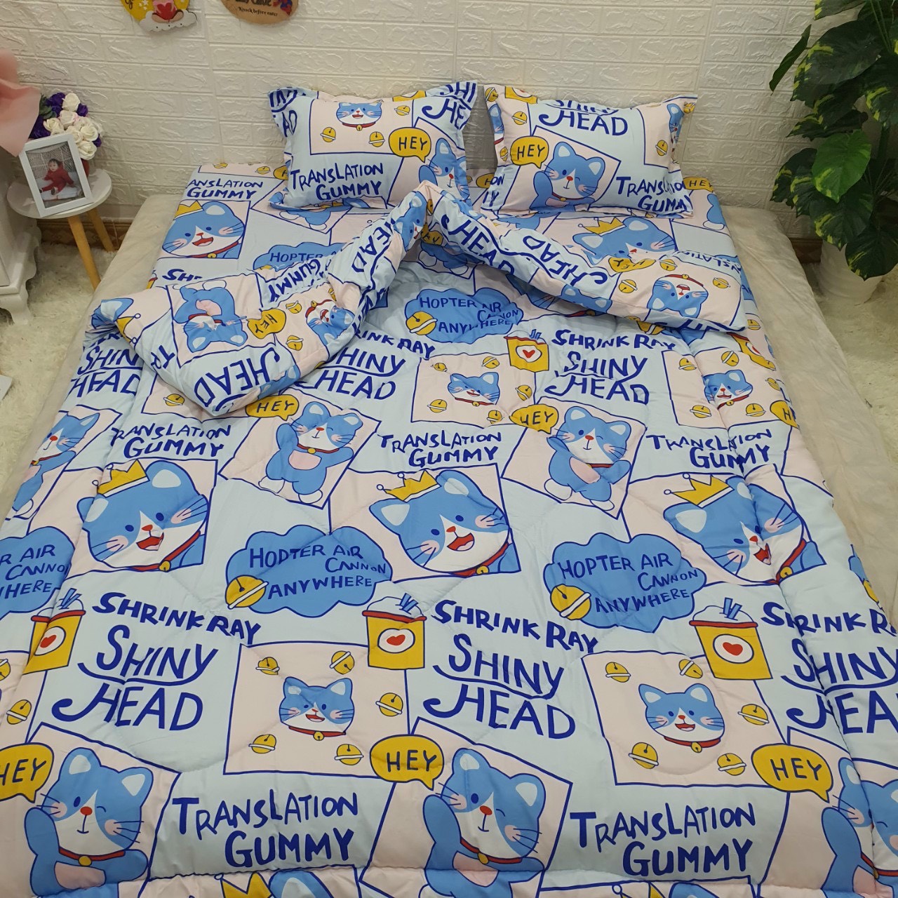 Bộ Chăn Ga Gối Cotton Poly Gấu Vuông NVC Bedding Đủ Kích Thước 1m2 , 1m4 , 1m6 , 1m8 , 2m , 2m2