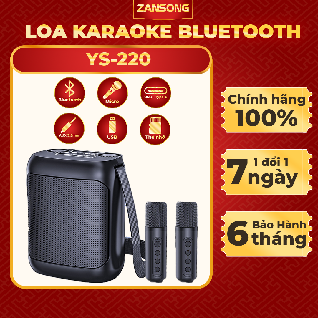 Loa bluetooth ys loa di động mini ys-220 kiêm luôn loa trợ giảng ZANSONG - tặng kèm 2 mic