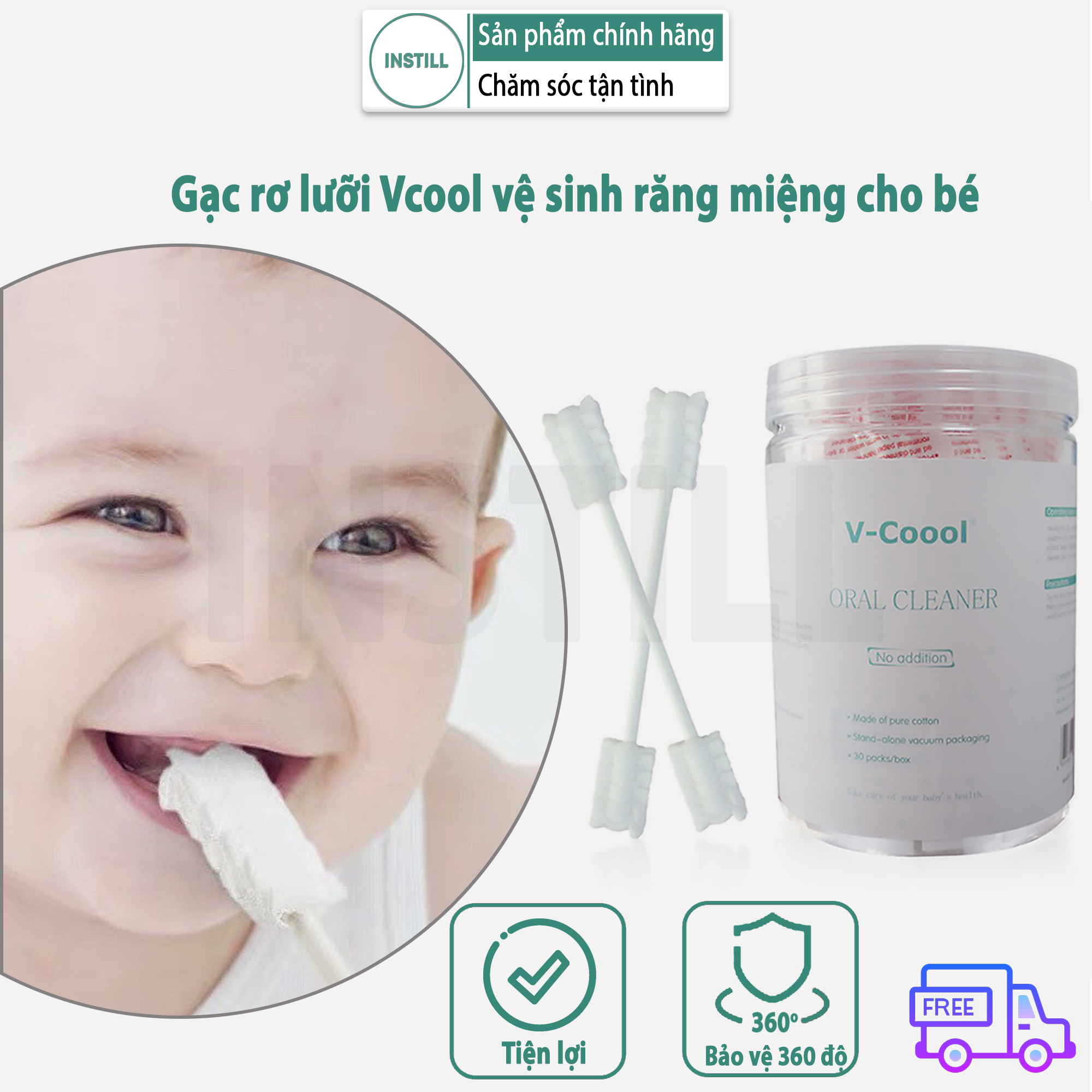 Combo 2 gạc rơ lưỡi vải cao cấp, vệ sinh răng miệng cho bé-Instill Store