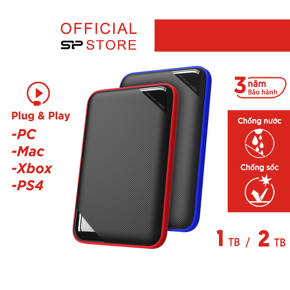 Ổ cứng di động game drive Silicon Power A62/ 1TB/2TB Bảo hành 3 năm/ Chống nước/ Chống sốc