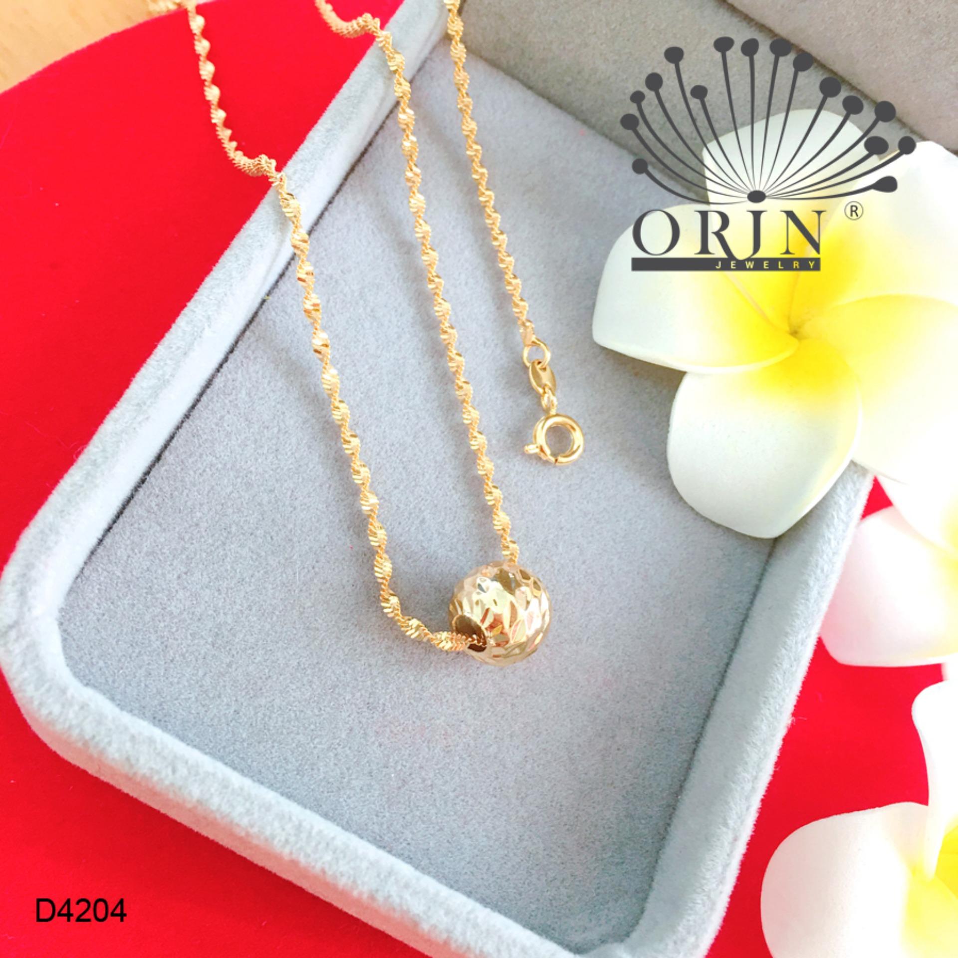Dây chuyền nữ dạng xoắn mặt châu tròn khía đính đá thiết kế bền màu đẳng cấp Orin D4204 - Long Tien