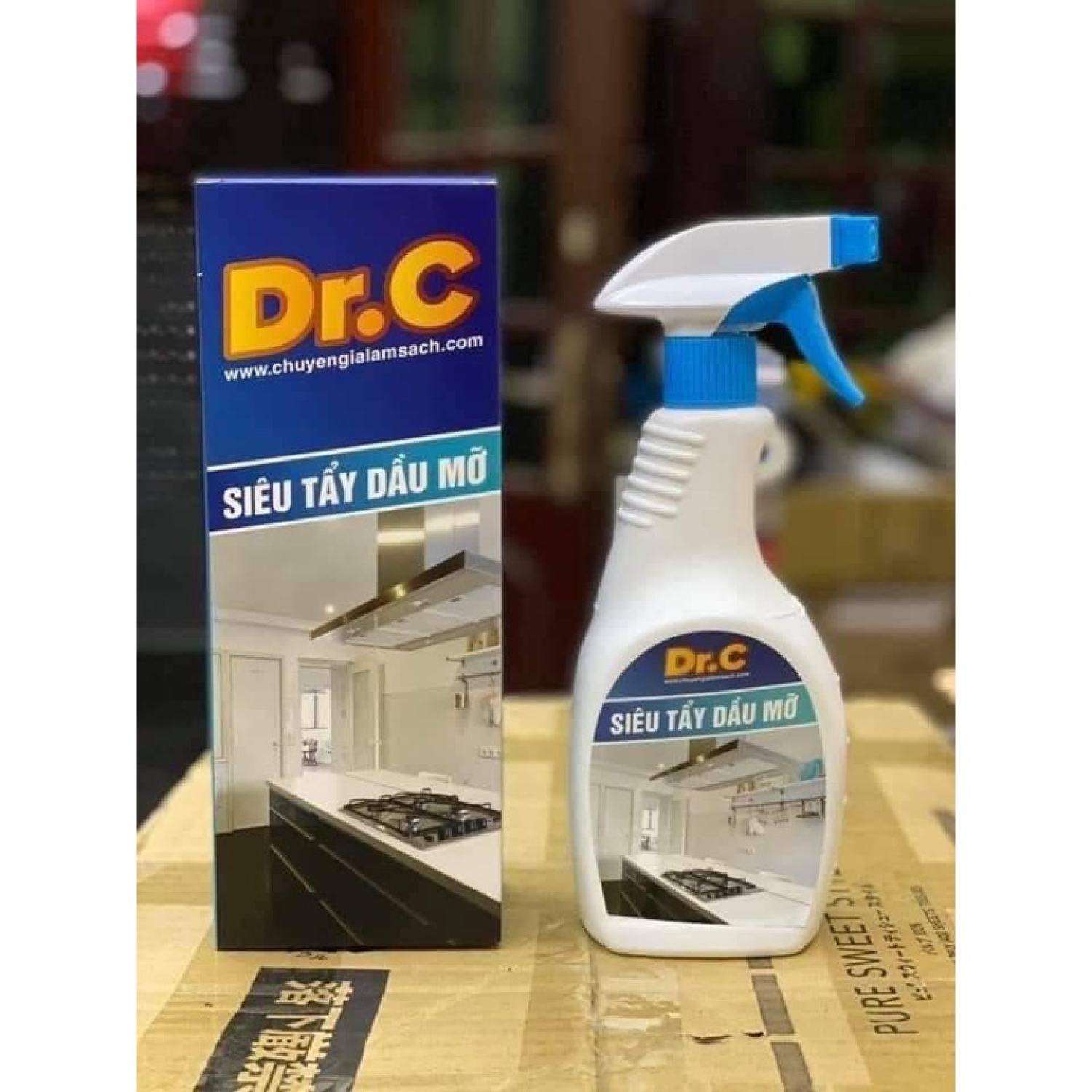 Dung dịch tẩy dầu mỡ tẩy xoong tẩy vỉ hút mùi tay bếp ga nước tẩy mỡ tẩy đa năng DR.C 500ml