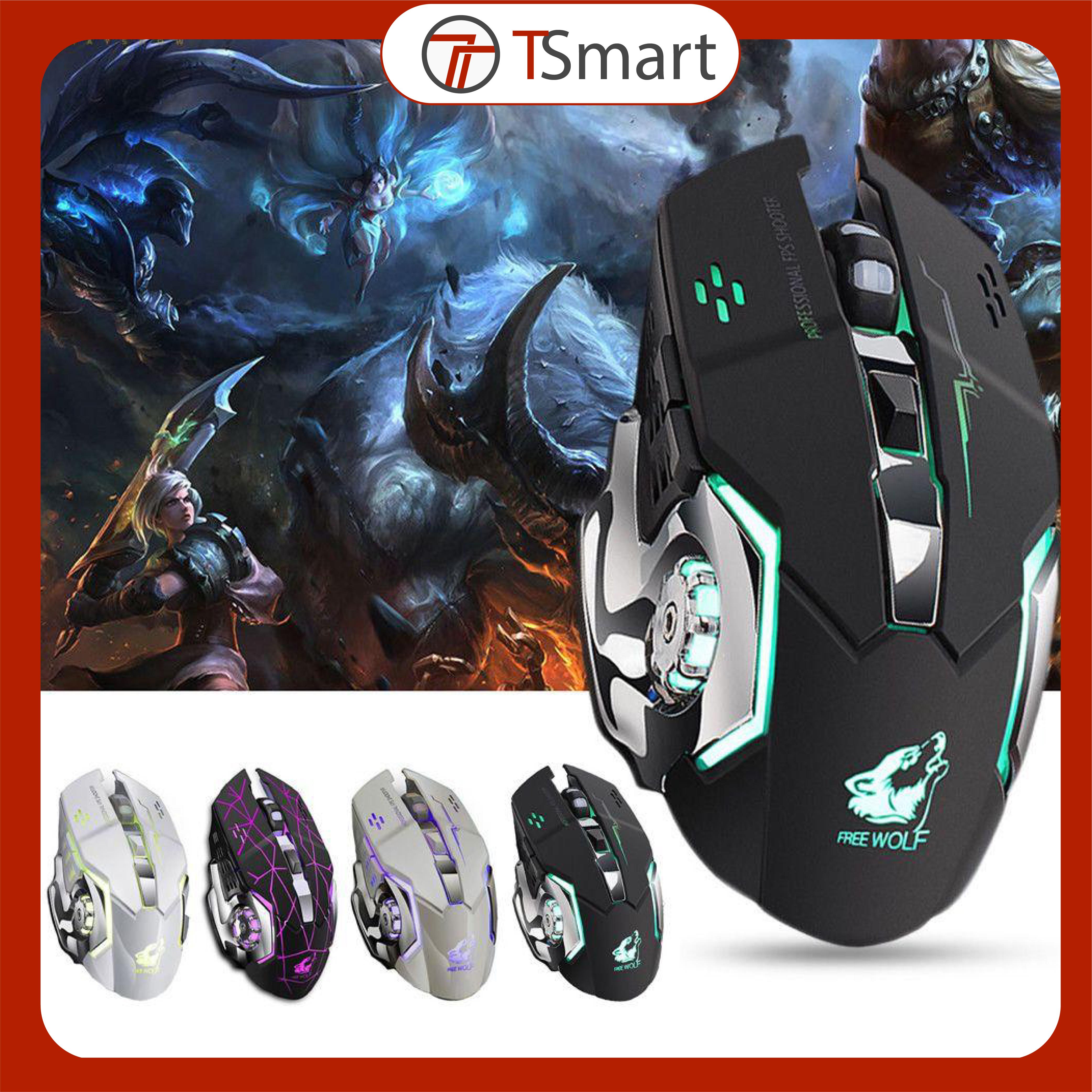 Chuột không dây a8 có led 7 màu rgb, pin sạc dùng cực lâu, chuột chơi game x8 cho game thủ, chuột gaming mới