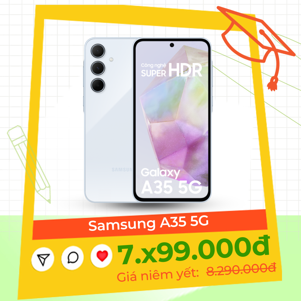 Điện thoại samsung galaxy a35 5g - hàng chính hãng, mới 100%, bảo hành 12 tháng