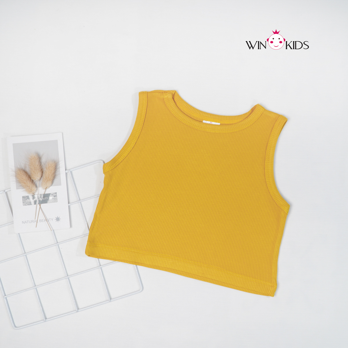 Áo croptop sát nách bé gái ba lỗ ôm body thun cotton 10-40kg Thời trang trẻ em WINKIDS - 2