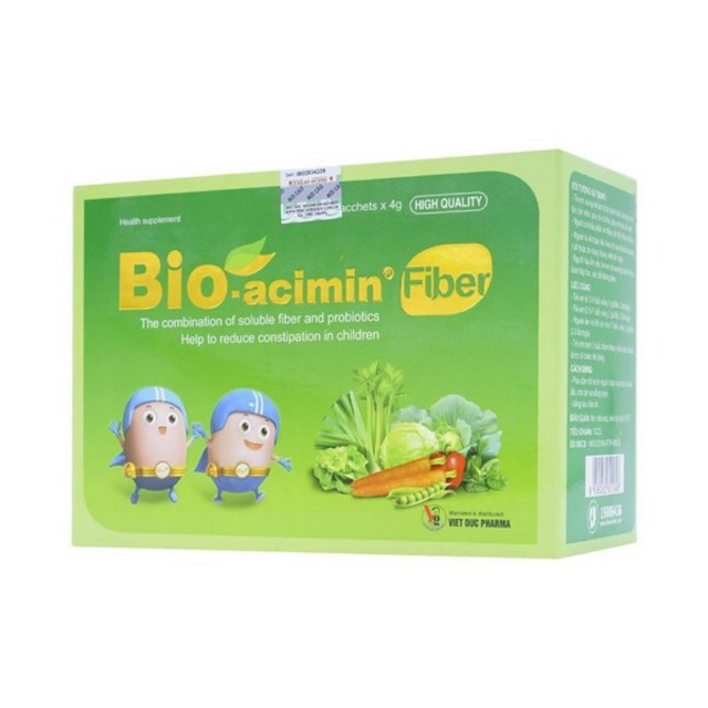 Cốm vi sinh Bio-acimin Fiber - 4gram x 30 gói - kết hợp chất xơ hoà tan và các men vi sinh, giúp giảm tình trạng táo bón