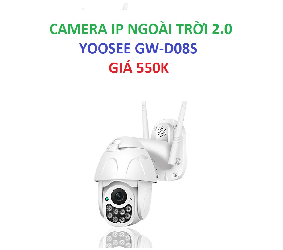 Camera ip ngoài trời 2.0 yoosee gw-d08s - camera không dây đàm thoại 2 chiều - xoay khi chuyển động