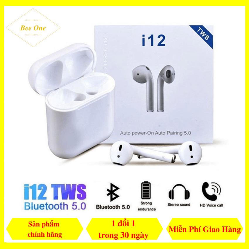 Tai Nghe Bluetooth i12 TWS Kết Nối Không Dây - Cảm Biến Vân Tay - Nhỏ Gọn Tiện Lợi - Tai Nghe Không Dây I12 TWS - BeeOne.