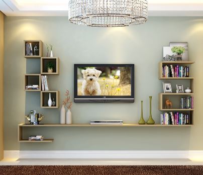 Kệ tivi trang trí treo tường dài 1.6m phòng khách sang trọng