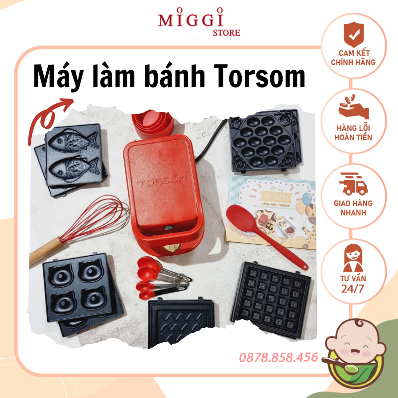 [BẢN HẸN GIỜ] Máy kẹp bánh mì TORSOM - Loại 5 khay - Phiên bản mới nhất hãng - Máy nướng bánh đa năng